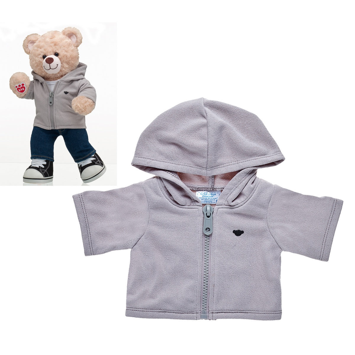 Poleron Cierre Gris Build-A-Bear Categoría: Poleron Tipo producto:  Doll Accessories