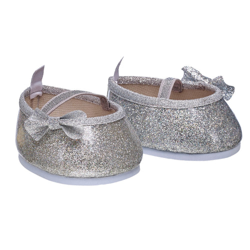 Zapatos Plateados Con Moño Build-A-Bear