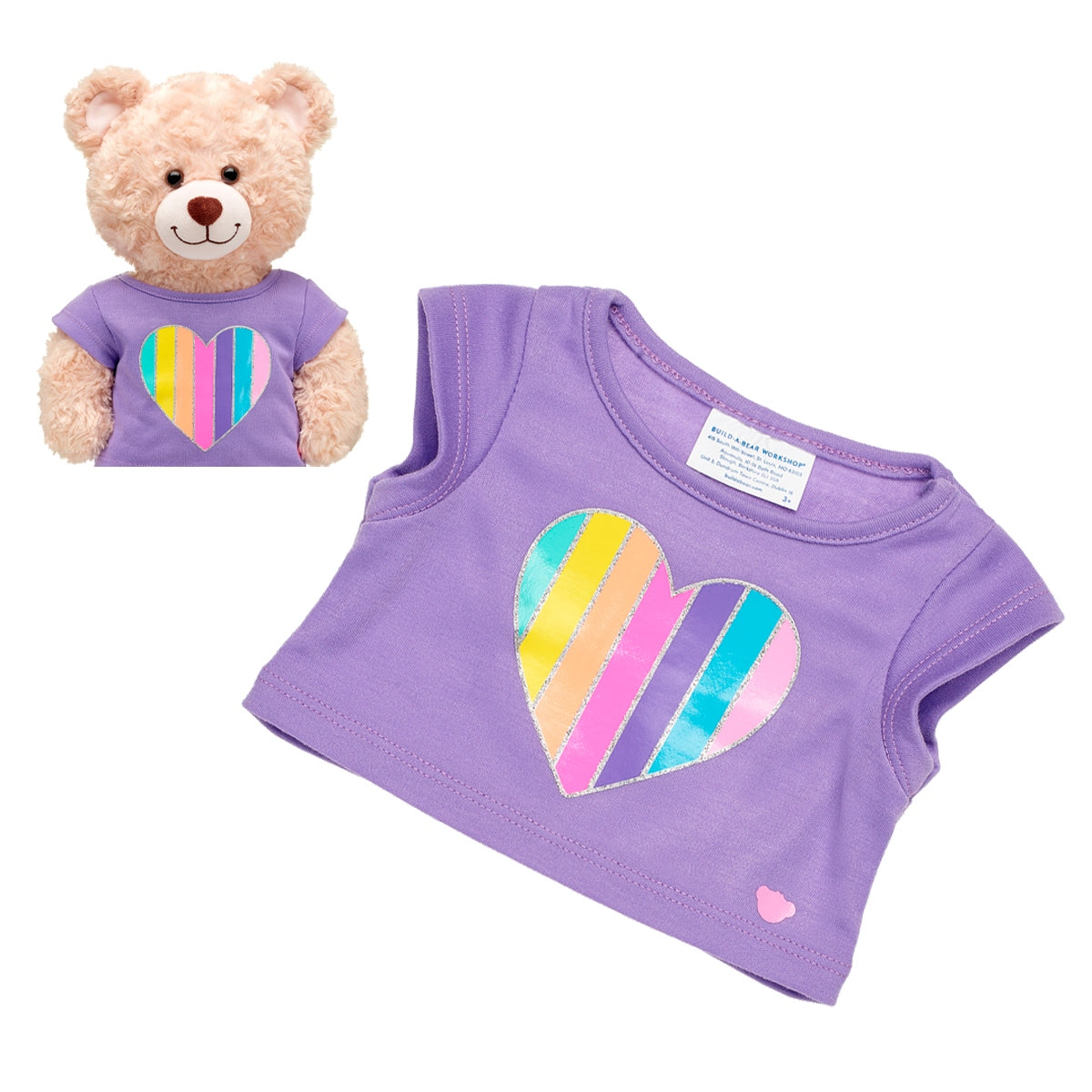 Polera Morada Con Corazones Arcoiris Build-A-Bear Categoría: Polera Tipo producto:  Doll Accessories