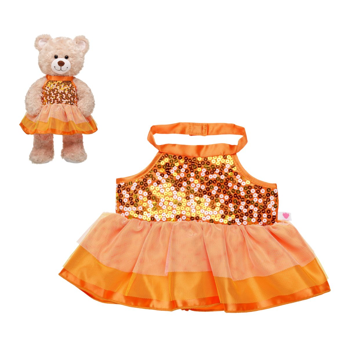 Vestido Top Lentejuela Naranjo Build-A-Bear