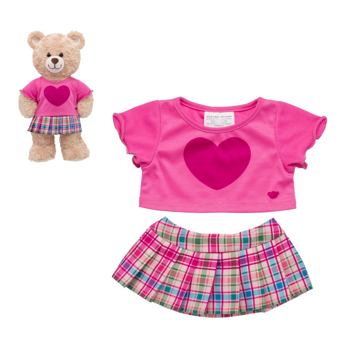 Set Falda Escosesa Polera Corazon Build-a-bear | Build-A-Bear Chile